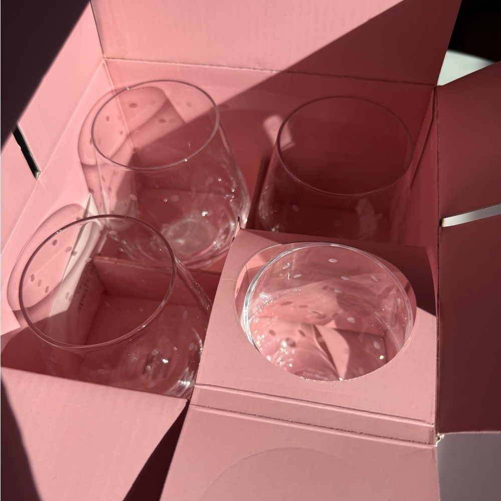 NIB kate spade Lenox Collab Larabee Dot Crystal Stemless 12oz Wine Glass (Set 4) - Picture 5 of 7